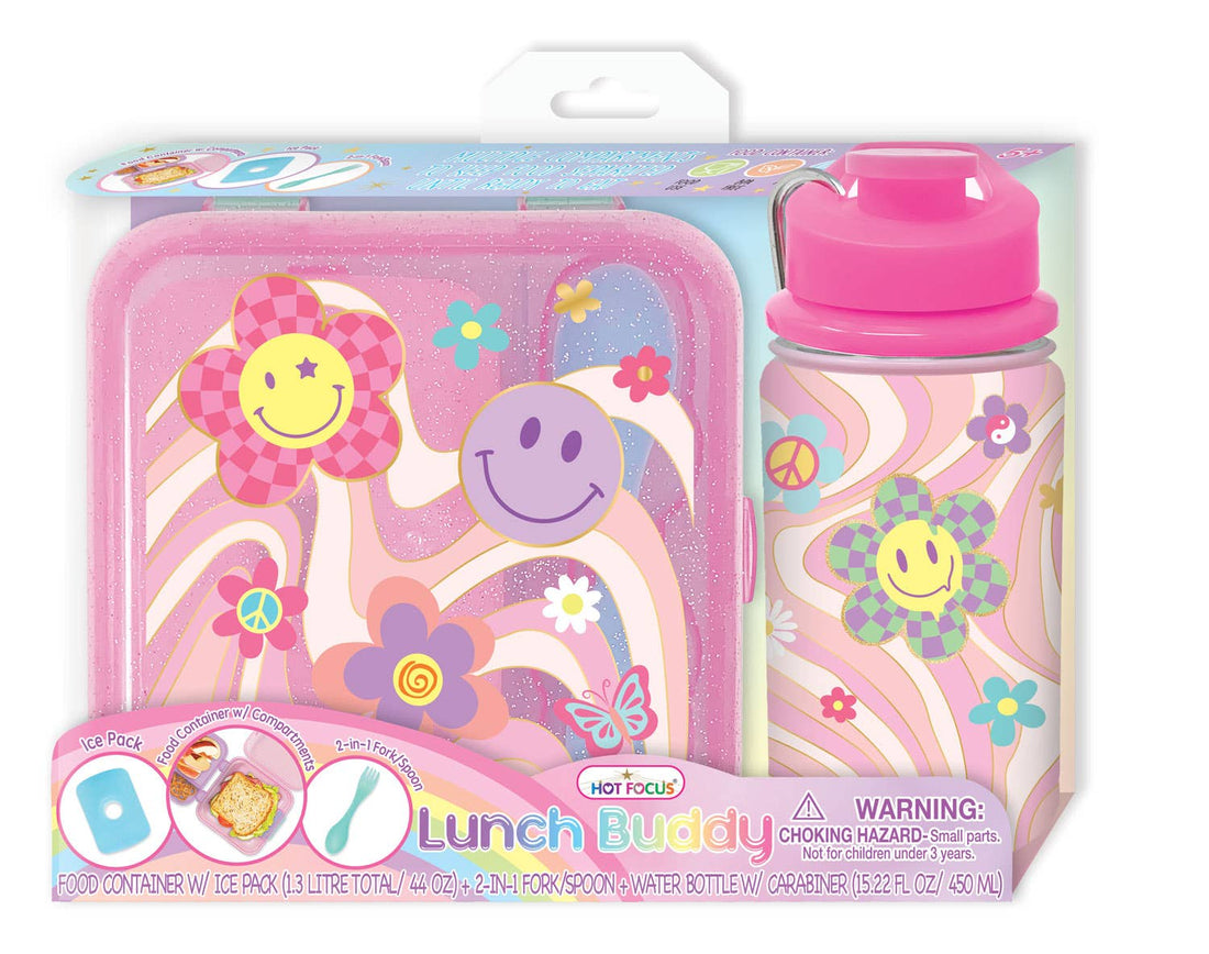 Hot Focus 2 in 1 Snack Water Bottle - Groovy Flower