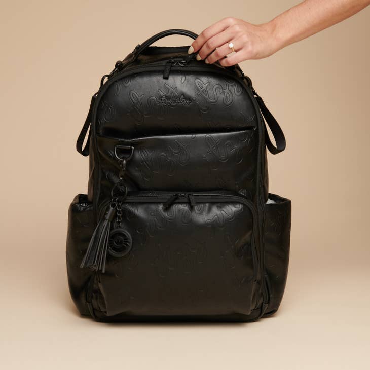 black leather backpack diaper bag Limited Edition* Boss Plus Diaper Bag Backpack Icon Black™ – 4 Kids Only