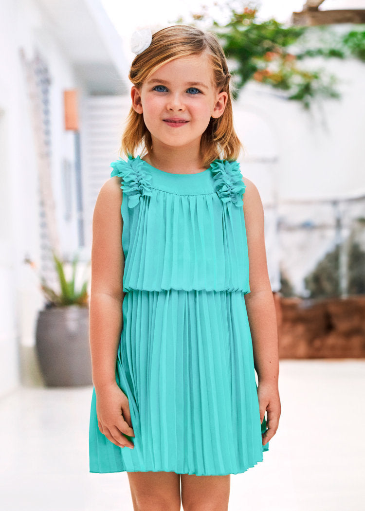 New turquoise pleated ruffle dress by cheapest Pr