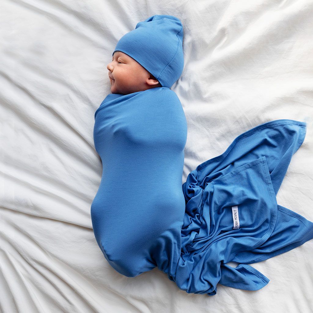 Baby swaddle and online beanie set