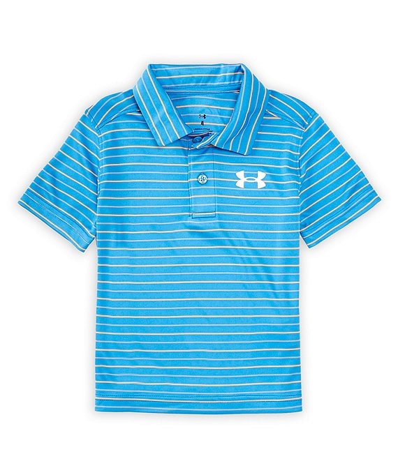 UA Short Sleeve Match Play Stripe Polo Shirt-Viral Blue