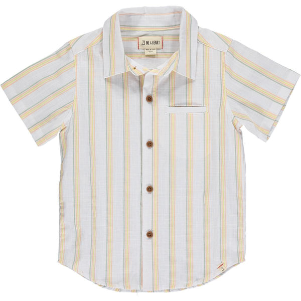 Newport Short Sleeved Shirt-Sage/Gold/Orange Stripe