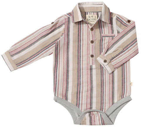 JASPER Cream/Black Stripe Woven Onesie