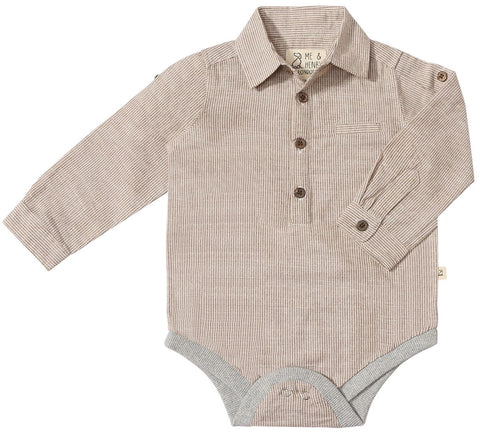 JASPER Brown/Cream Stripe Woven Onesie