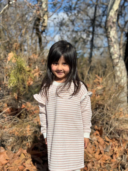 Pink Glitter Stripe Cora Sweatshirt Dress