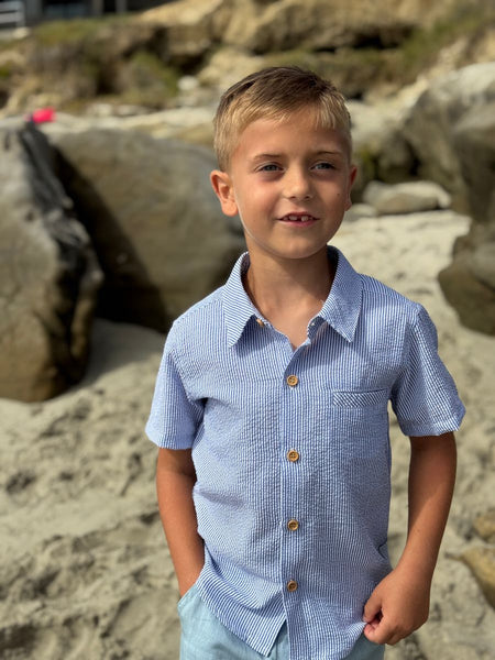Pale Blue Seersucker Newport Shirt