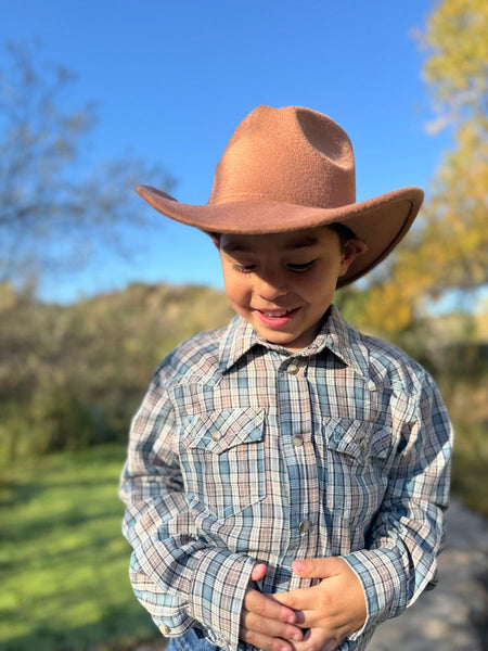 HOWDY Western Shirt - Blue/Cream Plaid