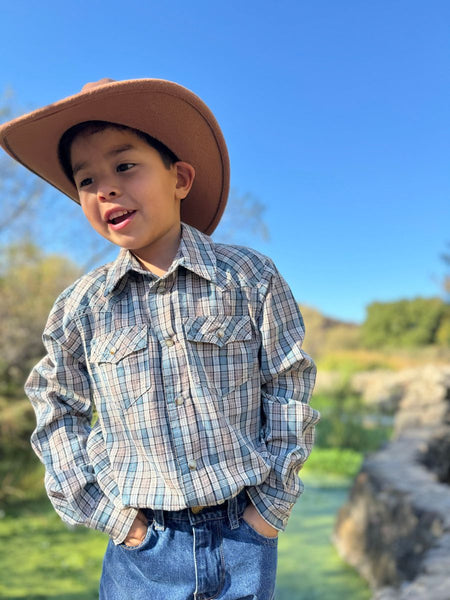 HOWDY Western Shirt - Blue/Cream Plaid