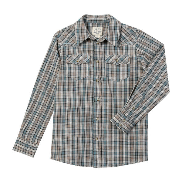 HOWDY Western Shirt - Blue/Cream Plaid