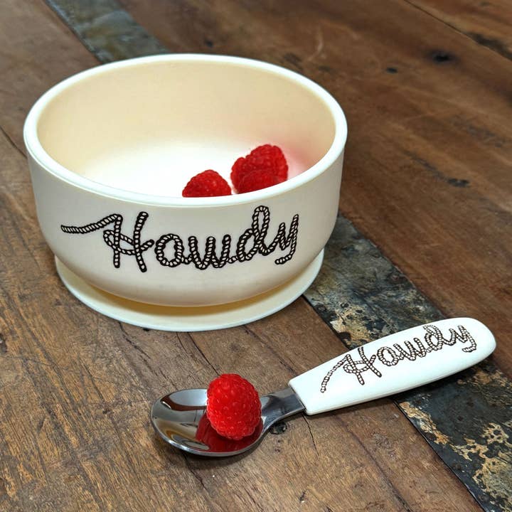 Fresh & Messy Silicone Suction Bowl & Spoon Set - Howdy – 4 Kids Only