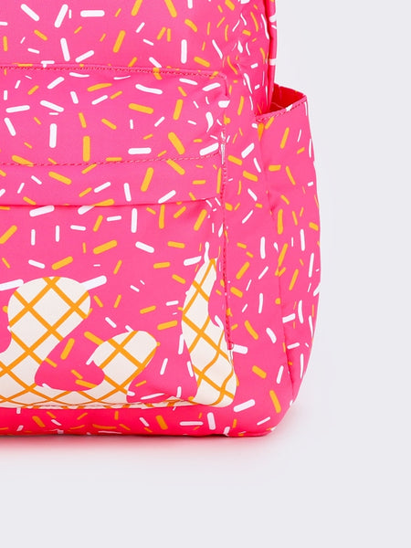 SK Ice Cream Drip Kids Canvas Backpack - Pink