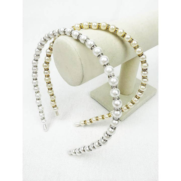 White and Ivory Shiny Pearl Headband
