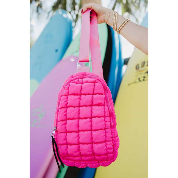 KD Hot Pink Quilted Cute Sling Bag