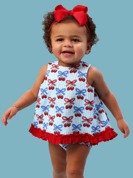Berries & Bows Cotton Gauze Swing Top & Bloomer Set