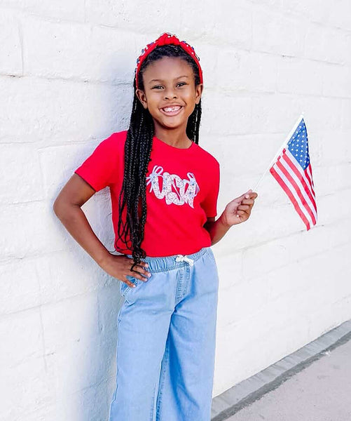 USA Floral Graphic Tee