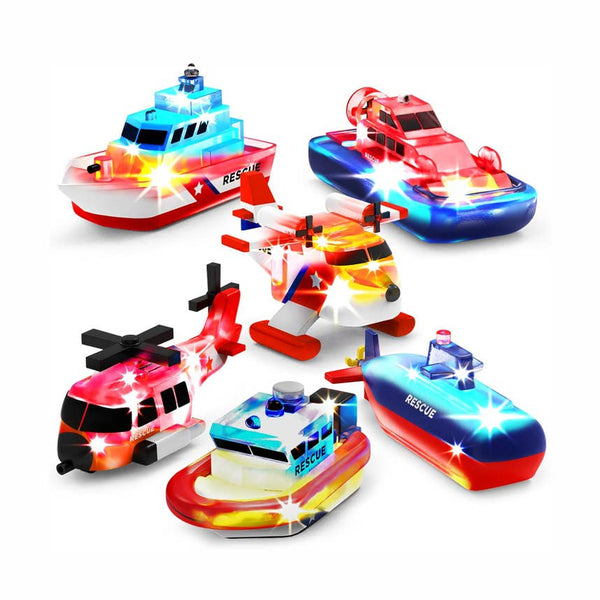 Ocean Rescue Vehicles Light Up Bath Toys - 6 Pack