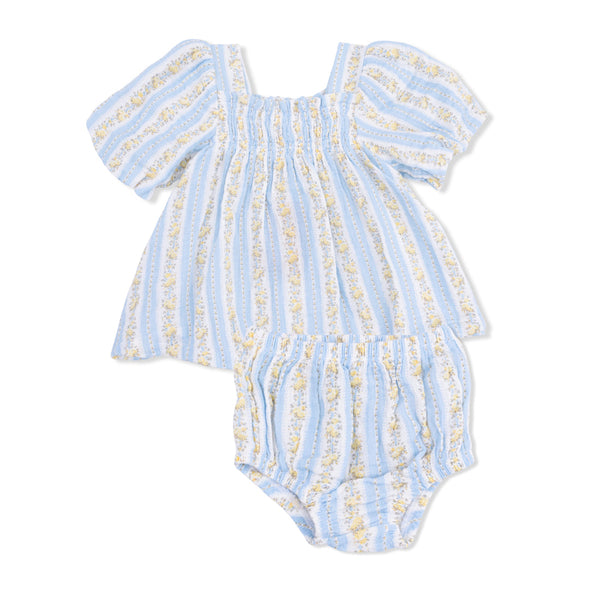 Puff Sleeve Dress w/ Bloomer - Odalys Floral Stripe