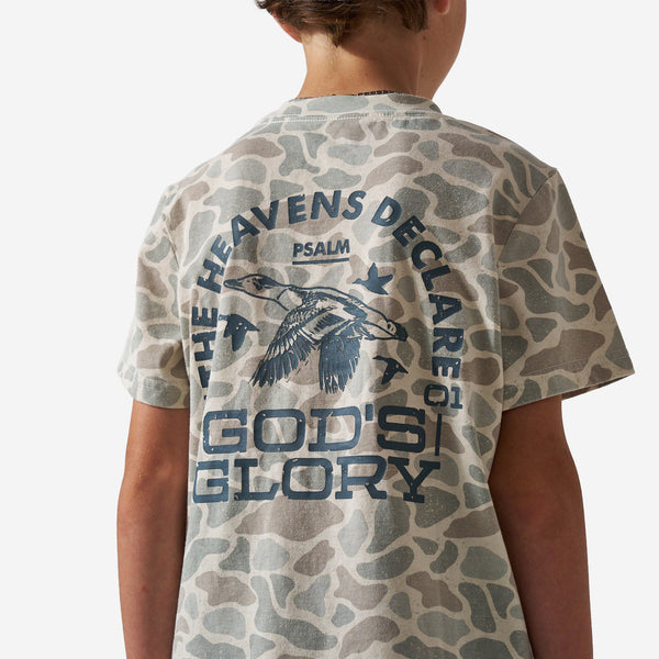 Vintage Washed Tee - God's Glory - Classic Deer Camo
