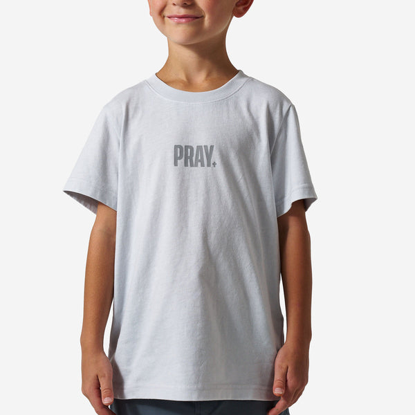 Vintage Washed Tee - PRAY - Light Grey