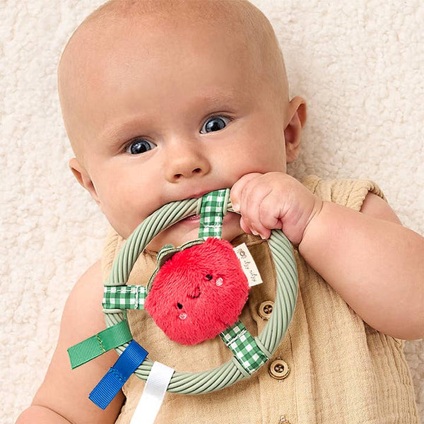 Itzy Ring Pal™ - Teething Ring with Plush Character - Red Tomato