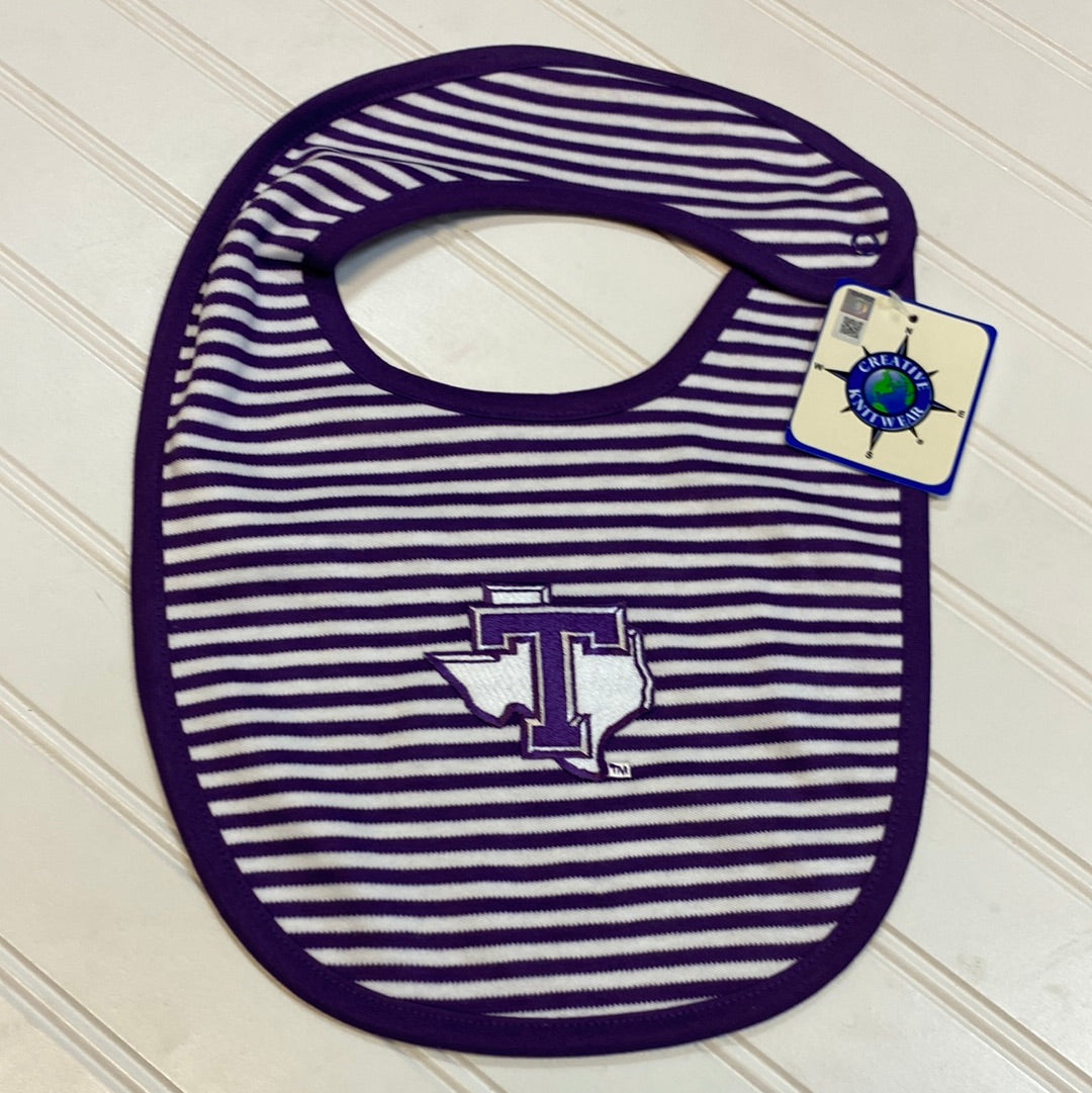 Tarleton Texan Purple Stripe Bandana Bib