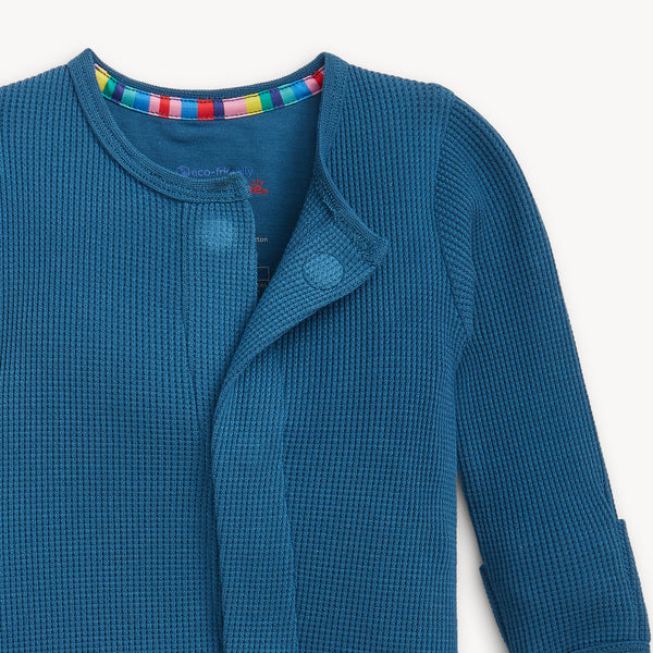 Dark Blue Waffle Knit Magnetic Footie