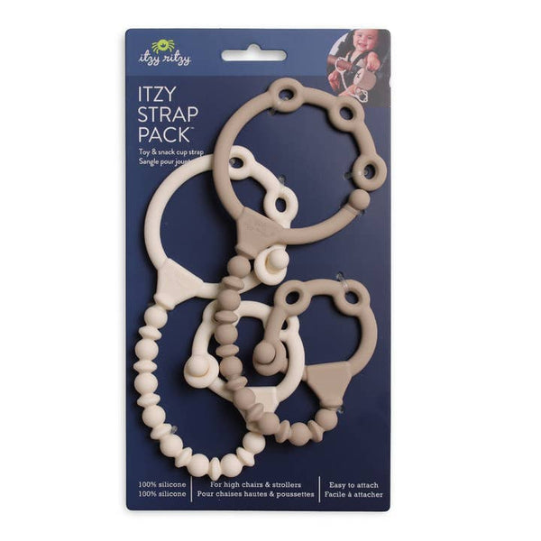 Itzy Strap Pack™ - Toy and Snack Cup Strap - Tan/Cream