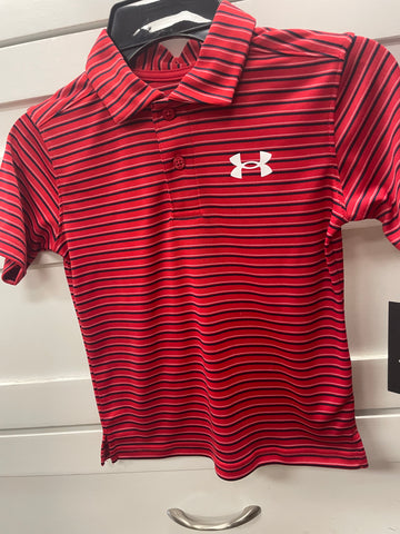 UA Matchplay Stripe Polo-Red