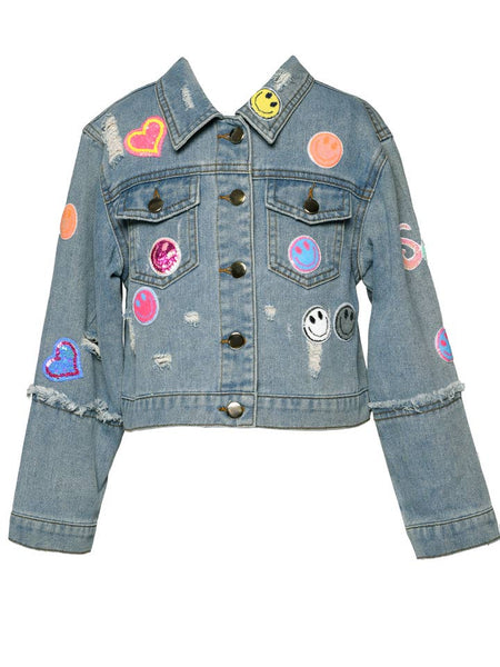 Vintage Jean Jacket w/ Sequin Patches