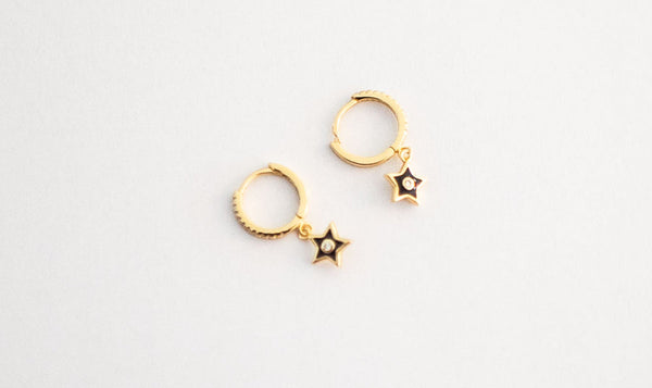 STAR HUGGIE DROP GEMSTONES EARRINGS