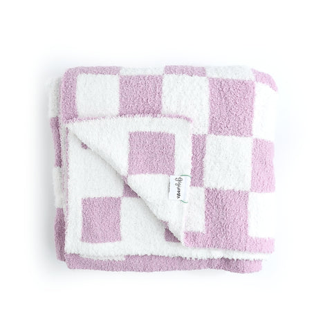 Myla Purple Checks Plush Blanket