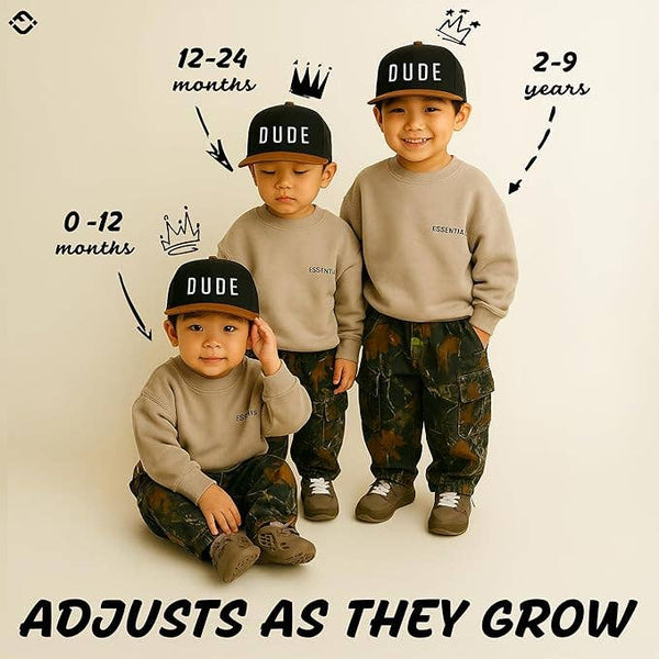 Flat Brim Trucker Hat - Dude - Black/Faux Leather