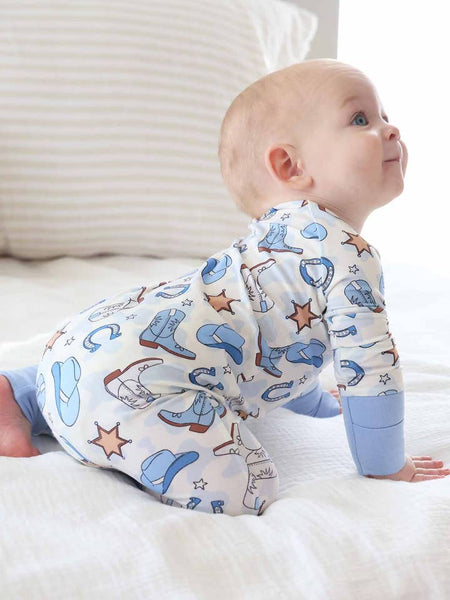 Rodeo Dreams Convertible Bamboo Zip Romper | Blue