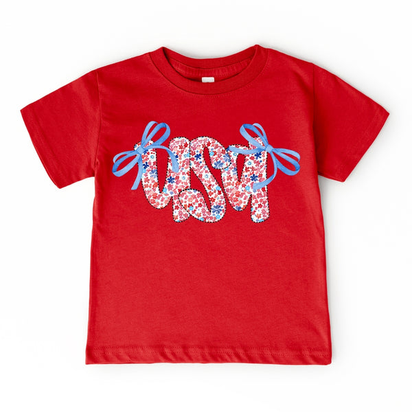 USA Floral Graphic Tee