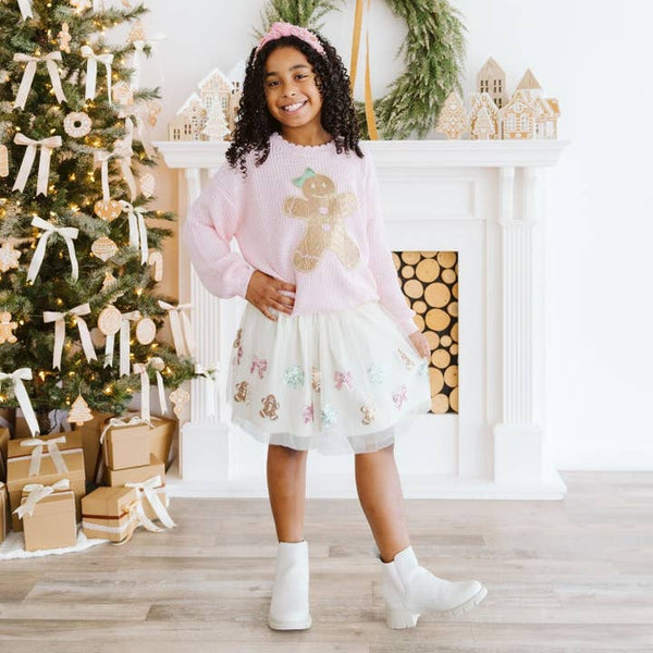Gingerbread Sequin Patch Christmas Sweater