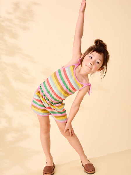 Tie Shoulder Sporty Romper-San Sebastian Stripe