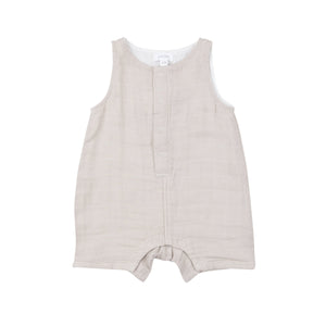 Oatmeal Solid Muslin Shortie Romper