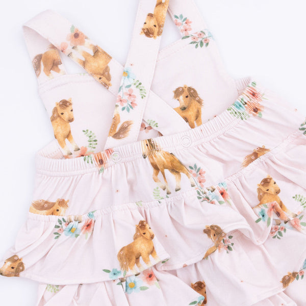 Pink Ponies  Ruffle Sunsuit