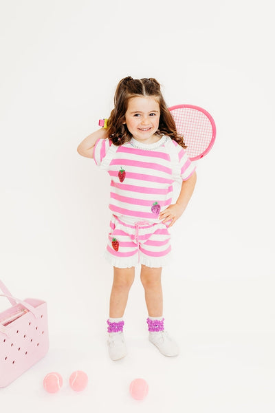 Pink Stripe Terry Cloth Strawberry Set