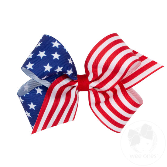Patriotic Stars and Stripes Printed Bows