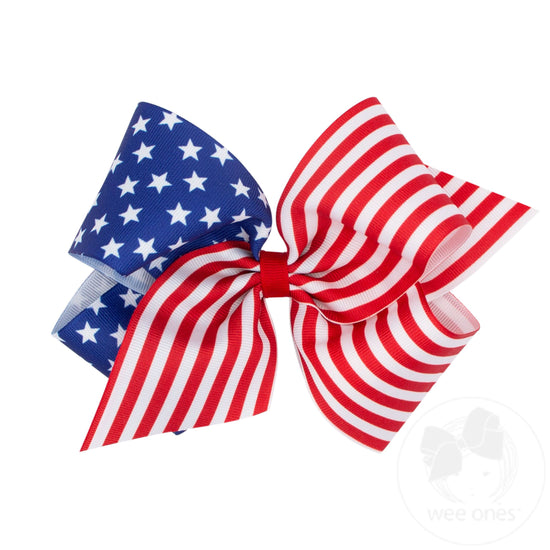 Patriotic Stars and Stripes Printed Bows