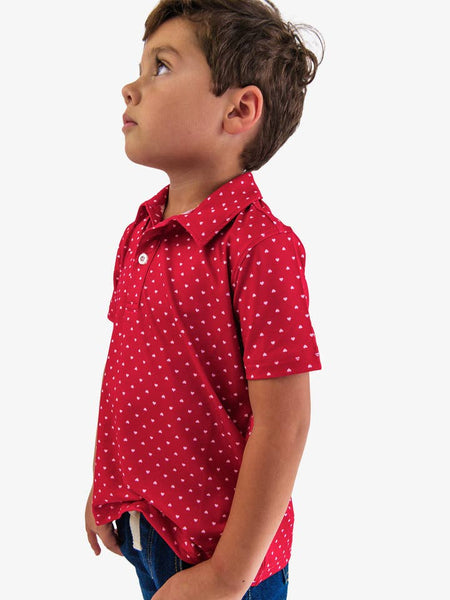 Red Heart Polka Dot Performance Polo