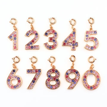 Gold Pink Multi Number Charms