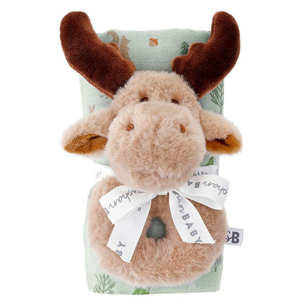 Woodland Swaddle & Plush Rattle