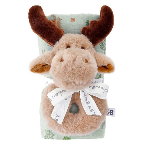 Woodland Swaddle & Plush Rattle