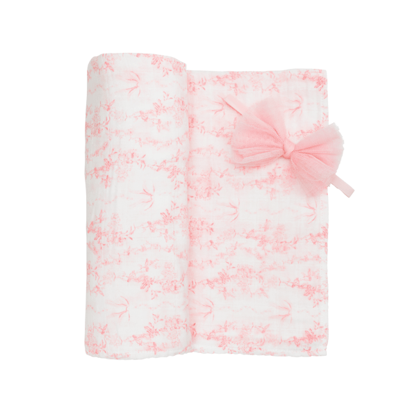 MP Pink Toile Swaddle and Headband Set