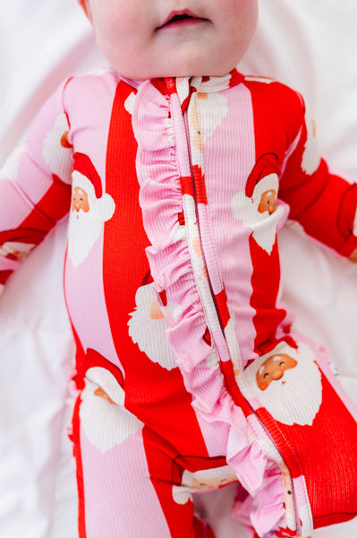 St. Nick Stripes Ribbed Ruffle Convertible Romper