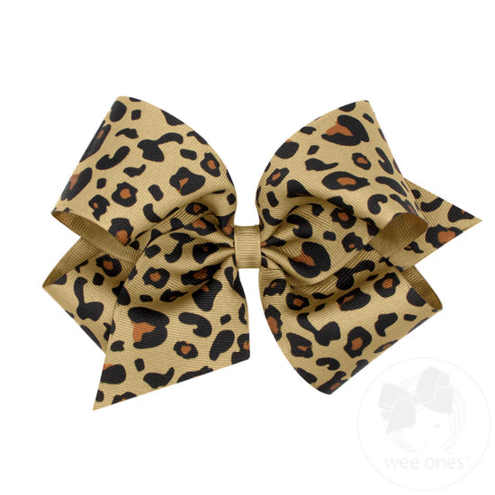 King Leopard Print Grosgrain Hair Bows