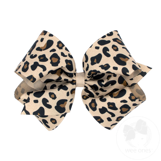King Leopard Print Grosgrain Hair Bows