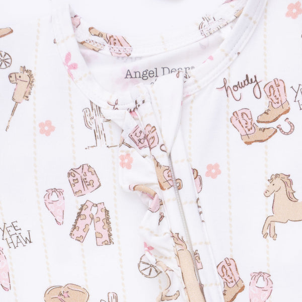 Cowgirl Nursery  2 Way Ruffle Front Zipper Footie